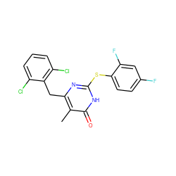 Cc1c(Cc2c(Cl)cccc2Cl)nc(Sc2ccc(F)cc2F)[nH]c1=O ZINC000034820522