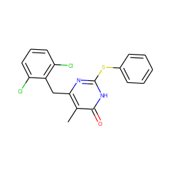 Cc1c(Cc2c(Cl)cccc2Cl)nc(Sc2ccccc2)[nH]c1=O ZINC000034820520