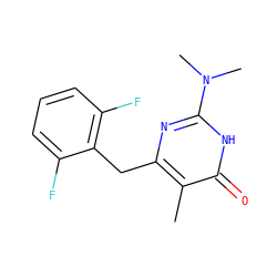 Cc1c(Cc2c(F)cccc2F)nc(N(C)C)[nH]c1=O ZINC000003648077