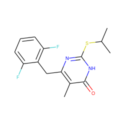 Cc1c(Cc2c(F)cccc2F)nc(SC(C)C)[nH]c1=O ZINC000013474577