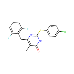 Cc1c(Cc2c(F)cccc2F)nc(Sc2ccc(Cl)cc2)[nH]c1=O ZINC000034820514