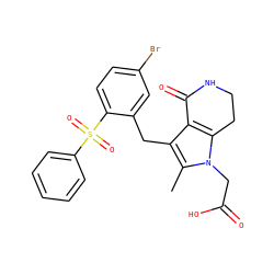 Cc1c(Cc2cc(Br)ccc2S(=O)(=O)c2ccccc2)c2c(n1CC(=O)O)CCNC2=O ZINC000205465269