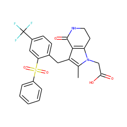 Cc1c(Cc2ccc(C(F)(F)F)cc2S(=O)(=O)c2ccccc2)c2c(n1CC(=O)O)CCNC2=O ZINC000205455157