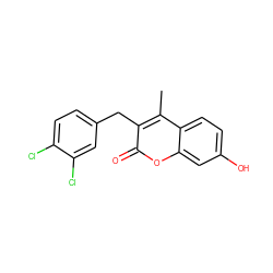 Cc1c(Cc2ccc(Cl)c(Cl)c2)c(=O)oc2cc(O)ccc12 ZINC000000090384