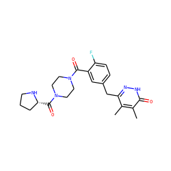 Cc1c(Cc2ccc(F)c(C(=O)N3CCN(C(=O)[C@@H]4CCCN4)CC3)c2)n[nH]c(=O)c1C ZINC000045367278