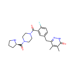 Cc1c(Cc2ccc(F)c(C(=O)N3CCN(C(=O)[C@H]4CCCN4)CC3)c2)n[nH]c(=O)c1C ZINC000045387671