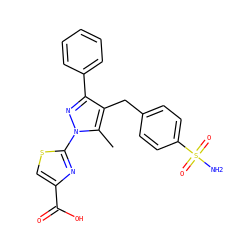 Cc1c(Cc2ccc(S(N)(=O)=O)cc2)c(-c2ccccc2)nn1-c1nc(C(=O)O)cs1 ZINC001772635106
