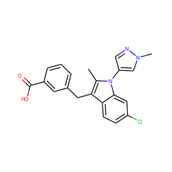 Cc1c(Cc2cccc(C(=O)O)c2)c2ccc(Cl)cc2n1-c1cnn(C)c1 ZINC001772586417