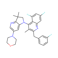 Cc1c(Cc2cccc(F)c2)nc2cc(F)cc(F)c2c1N1CC(C)(C)c2ncc(N3CCOCC3)cc21 ZINC000118092963
