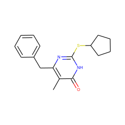 Cc1c(Cc2ccccc2)nc(SC2CCCC2)[nH]c1=O ZINC000013556558
