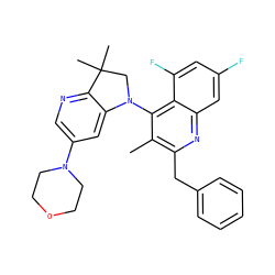 Cc1c(Cc2ccccc2)nc2cc(F)cc(F)c2c1N1CC(C)(C)c2ncc(N3CCOCC3)cc21 ZINC000118093844