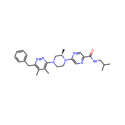 Cc1c(Cc2ccccc2)nnc(N2CCN(c3cnc(C(=O)NCC(C)C)cn3)[C@H](C)C2)c1C ZINC000201144970