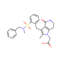 Cc1c(Cc2ccccc2S(=O)(=O)N(C)Cc2ccccc2)c2c(n1CC(=O)O)CCNC2=O ZINC000205465208