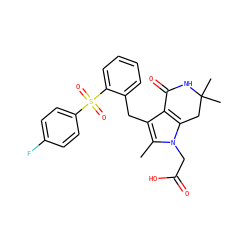 Cc1c(Cc2ccccc2S(=O)(=O)c2ccc(F)cc2)c2c(n1CC(=O)O)CC(C)(C)NC2=O ZINC000205442977