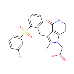 Cc1c(Cc2ccccc2S(=O)(=O)c2cccc(Cl)c2)c2c(n1CC(=O)O)CCNC2=O ZINC000205452745