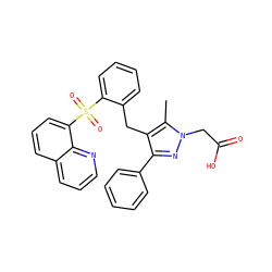 Cc1c(Cc2ccccc2S(=O)(=O)c2cccc3cccnc23)c(-c2ccccc2)nn1CC(=O)O ZINC000103224710