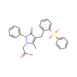 Cc1c(Cc2ccccc2S(=O)(=O)c2ccccc2)c(=O)n(-c2ccccc2)n1CC(=O)O ZINC000653730517