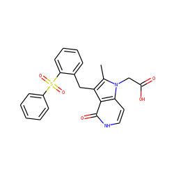 Cc1c(Cc2ccccc2S(=O)(=O)c2ccccc2)c2c(=O)[nH]ccc2n1CC(=O)O ZINC000205439654