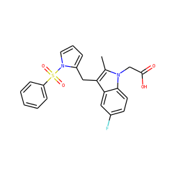 Cc1c(Cc2cccn2S(=O)(=O)c2ccccc2)c2cc(F)ccc2n1CC(=O)O ZINC000036487485