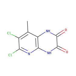 Cc1c(Cl)c(Cl)nc2[nH]c(=O)c(=O)[nH]c12 ZINC000026653807