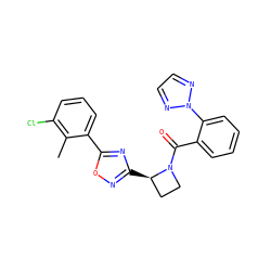 Cc1c(Cl)cccc1-c1nc([C@@H]2CCN2C(=O)c2ccccc2-n2nccn2)no1 ZINC000218224815