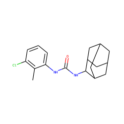 Cc1c(Cl)cccc1NC(=O)NC1C2CC3CC(C2)CC1C3 ZINC000072114587