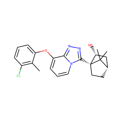 Cc1c(Cl)cccc1Oc1cccn2c([C@]34CC[C@@H](C[C@H]3O)C4(C)C)nnc12 ZINC000101426890
