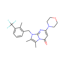 Cc1c(Cn2c(C)c(C)n3c(=O)cc(N4CCOCC4)nc23)cccc1C(F)(F)F ZINC000073294566