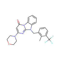 Cc1c(Cn2c3ccccc3n3c(=O)cc(N4CCOCC4)nc23)cccc1C(F)(F)F ZINC000073294569