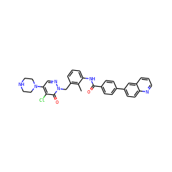 Cc1c(Cn2ncc(N3CCNCC3)c(Cl)c2=O)cccc1NC(=O)c1ccc(-c2ccc3ncccc3c2)cc1 ZINC000044308039