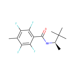 Cc1c(F)c(F)c(C(=O)N[C@H](C)C(C)(C)C)c(F)c1F ZINC000139205486