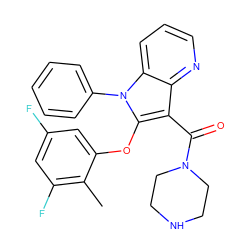 Cc1c(F)cc(F)cc1Oc1c(C(=O)N2CCNCC2)c2ncccc2n1-c1ccccc1 ZINC000072183537