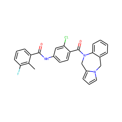Cc1c(F)cccc1C(=O)Nc1ccc(C(=O)N2Cc3cccn3Cc3ccccc32)c(Cl)c1 ZINC000013780028