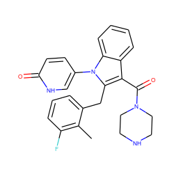 Cc1c(F)cccc1Cc1c(C(=O)N2CCNCC2)c2ccccc2n1-c1ccc(=O)[nH]c1 ZINC000064513751