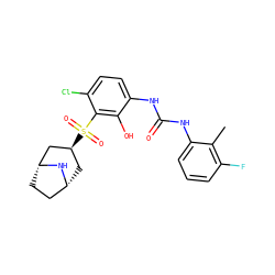 Cc1c(F)cccc1NC(=O)Nc1ccc(Cl)c(S(=O)(=O)[C@H]2C[C@@H]3CC[C@H](C2)N3)c1O ZINC000115477030