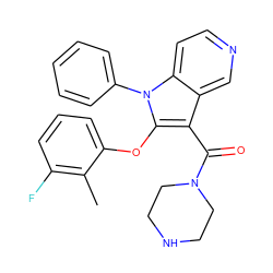 Cc1c(F)cccc1Oc1c(C(=O)N2CCNCC2)c2cnccc2n1-c1ccccc1 ZINC000072180288