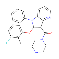 Cc1c(F)cccc1Oc1c(C(=O)N2CCNCC2)c2ncccc2n1-c1ccccc1 ZINC000072177950