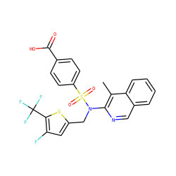 Cc1c(N(Cc2cc(F)c(C(F)(F)F)s2)S(=O)(=O)c2ccc(C(=O)O)cc2)ncc2ccccc12 ZINC000473201056