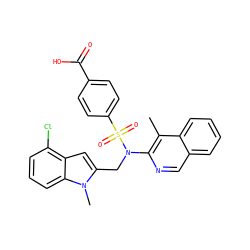 Cc1c(N(Cc2cc3c(Cl)cccc3n2C)S(=O)(=O)c2ccc(C(=O)O)cc2)ncc2ccccc12 ZINC000473228791