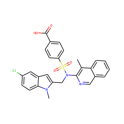 Cc1c(N(Cc2cc3cc(Cl)ccc3n2C)S(=O)(=O)c2ccc(C(=O)O)cc2)ncc2ccccc12 ZINC000473200907