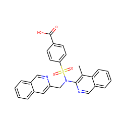 Cc1c(N(Cc2cc3ccccc3cn2)S(=O)(=O)c2ccc(C(=O)O)cc2)ncc2ccccc12 ZINC000473201041