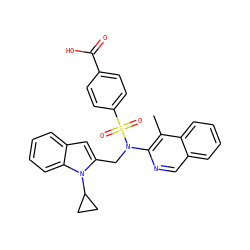 Cc1c(N(Cc2cc3ccccc3n2C2CC2)S(=O)(=O)c2ccc(C(=O)O)cc2)ncc2ccccc12 ZINC000473228954