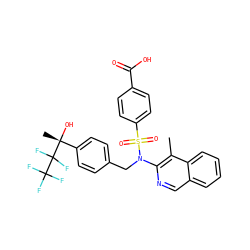 Cc1c(N(Cc2ccc([C@@](C)(O)C(F)(F)C(F)(F)F)cc2)S(=O)(=O)c2ccc(C(=O)O)cc2)ncc2ccccc12 ZINC000261140913
