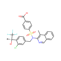 Cc1c(N(Cc2ccc([C@@](C)(O)C(F)(F)F)c(Cl)c2)S(=O)(=O)c2ccc(C(=O)O)cc2)ncc2ccccc12 ZINC000261125678