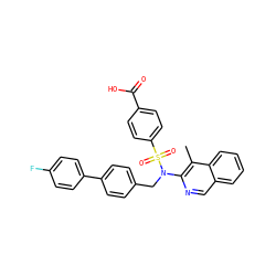 Cc1c(N(Cc2ccc(-c3ccc(F)cc3)cc2)S(=O)(=O)c2ccc(C(=O)O)cc2)ncc2ccccc12 ZINC000216502097