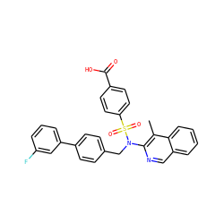 Cc1c(N(Cc2ccc(-c3cccc(F)c3)cc2)S(=O)(=O)c2ccc(C(=O)O)cc2)ncc2ccccc12 ZINC000204358888