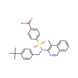 Cc1c(N(Cc2ccc(C(C)(C)C)cc2)S(=O)(=O)c2ccc(C(=O)O)cc2)ncc2ccccc12 ZINC000203664291