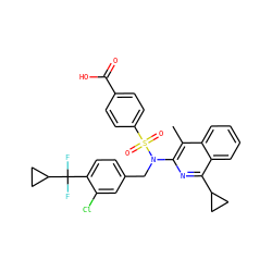 Cc1c(N(Cc2ccc(C(F)(F)C3CC3)c(Cl)c2)S(=O)(=O)c2ccc(C(=O)O)cc2)nc(C2CC2)c2ccccc12 ZINC000203668168
