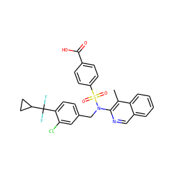 Cc1c(N(Cc2ccc(C(F)(F)C3CC3)c(Cl)c2)S(=O)(=O)c2ccc(C(=O)O)cc2)ncc2ccccc12 ZINC000203668156