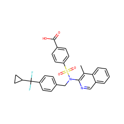 Cc1c(N(Cc2ccc(C(F)(F)C3CC3)cc2)S(=O)(=O)c2ccc(C(=O)O)cc2)ncc2ccccc12 ZINC000261097530